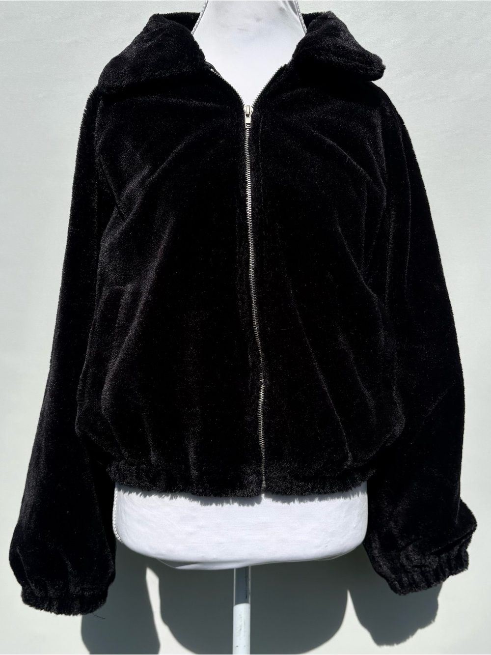 Windsor Black Plush Teddy Zip Jacket